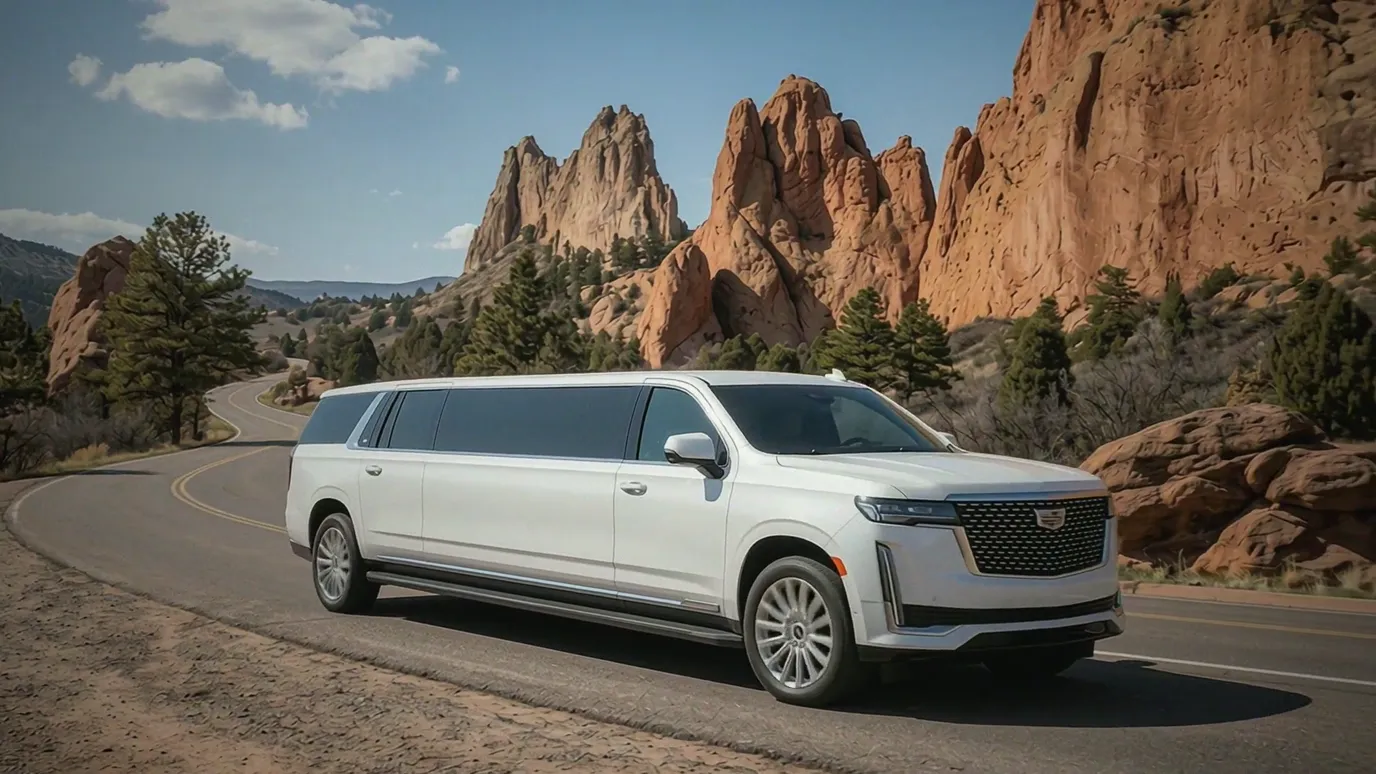 Mead white Cadillac Escalade 20 passenger stretch limo