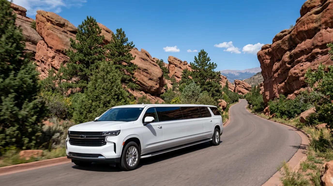 Mead white Chevy Suburban 20 passenger stretch limo